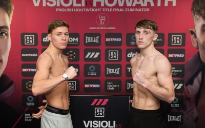 How to watch Giorgio Visioli vs Joe Howarth english lightweight title fight fight details weights running order ringwalk times quotes odds TV channel results who won dazn matchroom connor mitchell