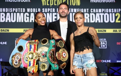 Alycia Baumgardner vs Christina Linardatou final press conference quotes fight time date tv channel how to watch predictions preview rematch first who won boxrec oddschecker undisputed