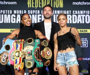 Alycia Baumgardner vs Christina Linardatou final press conference quotes fight time date tv channel how to watch predictions preview rematch first who won boxrec oddschecker undisputed