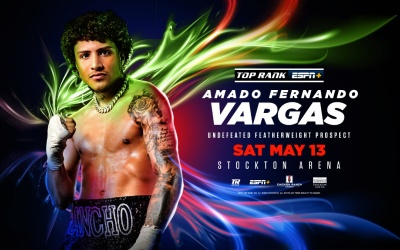 Undefeated featherweight prospect Amado Fernando Vargas set to return on the May 13 undercard Janikbek Alimkhanuly vs Steven Butler in California qazak style fight boxrec oddschecker