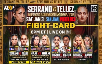 Amanda Serrano vs Reina Tellez fight details - Running order, ringwalk times TV channel betting odds prediction boxrec wiki dazn mvp youtube how to watch