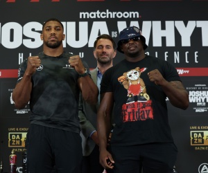Anthony Joshua vs. Dillian Whyte 2 press conference quotes boxrec derrick james buddy mcgirt dazn alfie sharman o2 arena sold out tickets already where to buy
