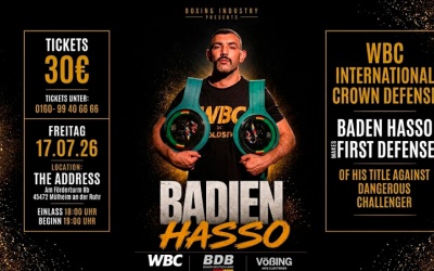 Badien Hasso set for first defence of WBC International light-heavyweight crown against David Kerkmann boxrec tickets how to watch tv channel undercard results wiki tapology