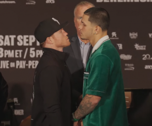 Canelo Álvarez and Edgar Berlanga promise a firefight and a knockout boxrec final press conference how to watch dazn ppv eddie hearn manager tom brown quotes