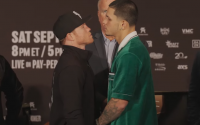 Canelo Álvarez and Edgar Berlanga promise a firefight and a knockout boxrec final press conference how to watch dazn ppv eddie hearn manager tom brown quotes