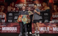 Canelo Álvarez saul golden boy vs Jaime Munguía final press conference quotes oscar de la hoya beef fight feud ppv price cost how to watch bets odds