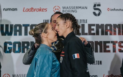 Justine Lallemand warns Chloe Watson she has travelled to England to win inside the distance: "I am going for the knockout!" boxrec press conference quotes ricky hatton trainer who wins main event oddschecker bets