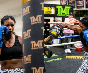Claressa Shields boxrec discusses adding co-trainer Gerald Tucker to her team during media workout longtime coach John David Jackson promoter dmitriy salita ema kozin next fight how to watch sky sports boxxer ringwalks