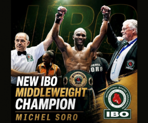 Michel Soro crowned IBO World middleweight champion wiki boxrec ivory coast Trained by Abel Sanchez Hassan Mwakinyo Abidjan