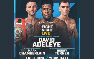 David Adeleye Mark Chamberlain vs Henry Turner Queensberry York Hall on Friday June 9 BT Sport Royston Barney-Smith boxrec ben carl fail twins Josh Frankham Tommy Fletcher Ezra Taylor