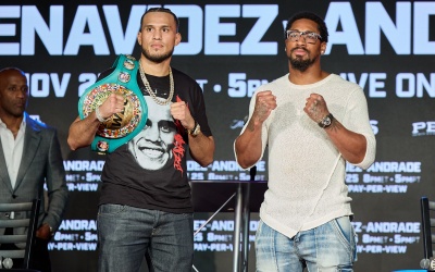 demetrius andrade press conference quotes david benavidez wbc title interim super middleweight PPV showtime pbc premier boxing champions las vegas mandalay bay resort casino november unbeaten two division wiki boxrec