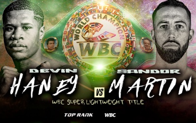 Devin Haney vs Sandor Martin will be promoted by Top Rank fight time purse bids how much get paid millions ryan garcia boxrec