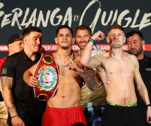 Edgar Berlanga vs Jason Quigley weights running order and ringwalk times boxrec fight time date when uk bst gmt et pt dazn before the bell 11pm weigh-in results reports boxrec who won fight highlights full footage kownacki