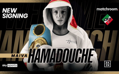 Matchroom and OPI sign women's IBF Super-Featherweight World Champion Maiva Hamadouche 