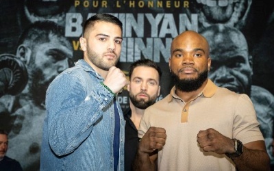 April 11 Erik Bazinyan will defend his NABF super-middleweight title to Shakeel Phinn boxrec fight time date tv channel how to watch canada eye of the tiger management