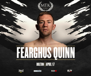 Fearghus 'The Mighty' Quinn added to April 17 MTK Fight Night fight date tv channel live stream links ireland facts amateur career record pro mtk