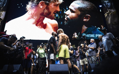 Floyd Mayweather vs Logan Paul official weigh-in results weights running order ringwalks what time start where how to watch badou jack Dervin Colina  Jarrett Hurd chad johnson
