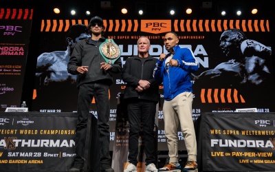 Sebastian Fundora and Keith Thurman preview WBC super-welterweight fight boxrec time date tv channel ko knockout ratio wiki who wins hand injury sampson boxing