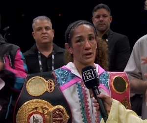 Amanda Serrano overcomes badly-swollen right eye to retain belts against game Reina Tellez in Puerto Rico boxrec wiki watch full fight highlights katie taylor next jake paul mvp