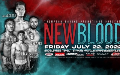 George Acosta will face Isaac Avelar in main event of Thompson Boxing’s "New Blood" series july 22 how to watc facebook live streaming youtube links tickets