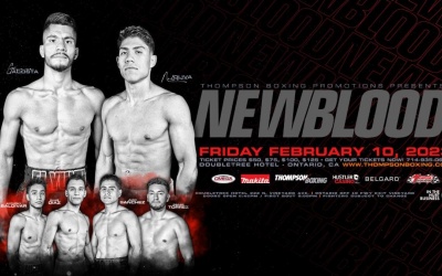 Unbeaten welterweights “Nuckle” Nelson Oliva and Wayne Boudreaux clash on Thompson Boxing’s New Blood card fight time date ringwalks how to watch live stream links results reports boxrec