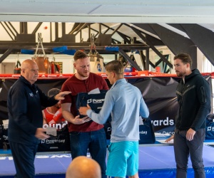 George Groves presents annual bursaries to 10 amateur boxers courtesy of Powerday boxrec fight watch uk british boxing