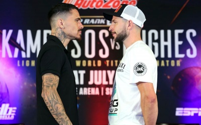 George Kambosos Jr. promises to destroy Maxi Hughes but Brit boxer is very confident ahead of IBF eliminator showdown fight running order sky sports espn america time schedule