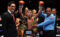 Japan’s WBA light flyweight super champion Hiroto Kyoguchi has tested positive for the coronavirus, his gym announced Monday, forcing organizers to scrap his title defense against Thailand’s Thanongsak Simsri