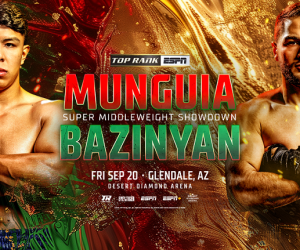 Tijuana titan Jaime Munguia battles unbeaten Erik Bazinyan in super middleweight showdown at Desert Diamond Arena LIVE on ESPN boxrec fight time date tv channel oddschecker