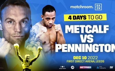 James Metcalf vs Courtney Pennington fight time date tv channel undercard kid shamrock trainer gym venue tickets predictions preview who wins oddschecker ringwalks dazn