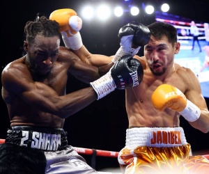 Janibek Alimkhanuly pushed all the way by Briton Denzel Bentley uk boxrec fight time date tv channel ud points win score highlights how to watch full fight