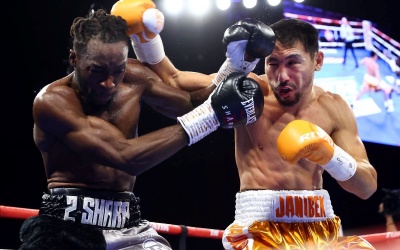 Janibek Alimkhanuly pushed all the way by Briton Denzel Bentley uk boxrec fight time date tv channel ud points win score highlights how to watch full fight