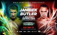 May 13 boxrec Janikbek Alimkhanuly will defend his WBO middleweight world title who is Steven Butler fight time date tv channel predictions oddschecker how to watch preview