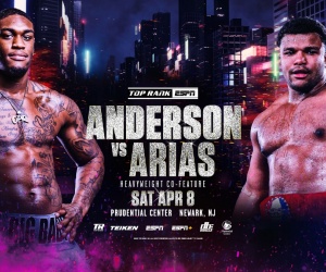 Jared “The Real Big Baby” Anderson set to meet fellow unbeaten heavyweight George Arias in a 10-rounder on Stevenson-Yoshino boxrec fight date time tv channel undercard schedule oddschecker betting odds