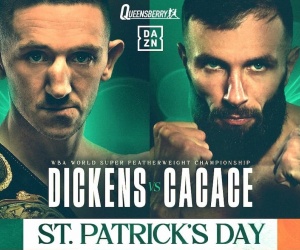 Jazza Dickens vs Anthony Cacace announced for St. Patrick’s Day boxrec tickets frank warren wba world super-featherweight title Saturday March 14 3Arena in Dublin pierce O’Leary mark Chamberlain