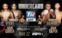 May 22 ringwalks what time start Jose Enrique Vivas-Louie Coria & Robeisy Ramirez-Juan Tapia Featherweight Bouts Confirmed for Ramirez-Taylor Undercard Live and Exclusively on ESPN+