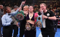 watch Katie Taylor vacates WBO lightweight title undisputed trilogy chantelle cameron boxrec fight time date tv channel undercard irish ireland tapology interview why vacated belt
