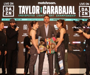 Katie Taylor vs Karen Elizabeth Carabajal weights and schedule dazn how to watch uk what time start loma ortiz Matchroom Boxing YouTube channel