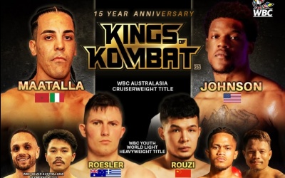 Two WBC titles on the line at Kings of Kombat 35 event in Australia boxrec tickets Stanley Johnson Karim Maatalla Jordan Roesler Saipaier Rouzi 