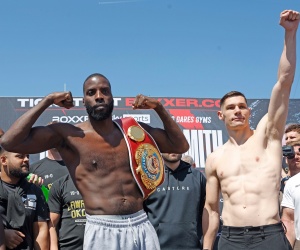Lawrence Okolie vs Chris Billam-Smith weights running order ringwalk times Sam Eggington weigh-in results Joe Pigford Kariss Artingstall Jade Taylor Lee Cutler Michael McKinson Isaac Chamberlain Mace Ruegg Lewis Edmonson tommy welch razor ali boxrec