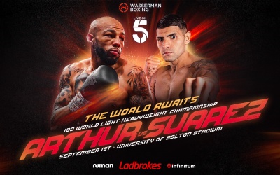 Lyndon Arthur and Braian Suarez will battle it out for the vacant IBO world light heavyweight title on September 1 live and free-to-air on Channel 5 boxrec fight time date tv channel undercard dalton smith sam maxwell