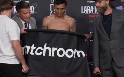 Mauricio Lara loses WBA featherweight title on the scales ahead of rematch with Leigh Wood over weight limit bbbofc eddie hearn what happened watch weigh-in results oddschecker champion