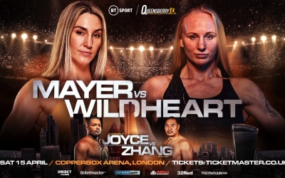 Christina Linardatou forced to withdraw from Mikaela Mayer fight Swedish contender Lucy Wildheart steps in boxrec fight time date tv channel Joe Joyce bt sport Zhilei “Big Bang” Zhang