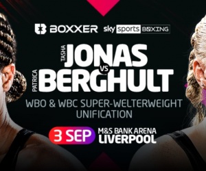 WBO super-welterweight champion Tasha Jonas and WBC holder Patricia Berghult meet in unification clash boxrec fight time liam smith liverpool tickets boxxer.com