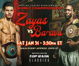 How to watch Xander Zayas vs Abass Baraou unification clash january 31 top rank 