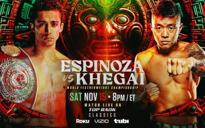 Rafael Espinoza-Arnold Khegai & Tenshin Nasukawa-Takuma Inoue boxrec wiki number tickets results predictions boxing world rankings blockbuster cards to stream LIVE on Top Rank Classics FAST Channel