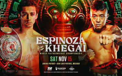 Rafael Espinoza vs Arnold Khegai featherweight world title showdown set for November 15 in Mexico boxrec wiki oddschecker who wins how tko ko points unanimous decision results mexico tickets top rank bob arum