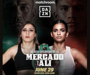 History making boxer Ramla Ali to challenge WBC World super-bantamweight champion Yamileth Mercado wiki boxrec fight time date tv channel june 29 live on dazn app hearn model
