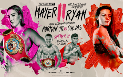 Sandy Ryan vs Mikaela Mayer 2 announced fight time rematch date tv channel wbo world welterweight title womens naked nude pics boxrec wiki espn first paint red