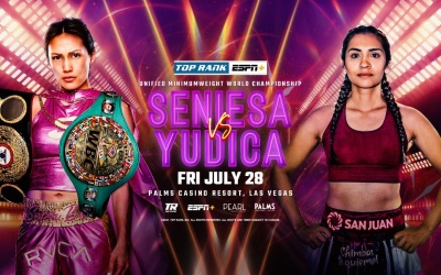 Pound-for-pound dynamo Seniesa "Super Bad” Estrada will defend her WBC and WBA minimumweight world titles against Argentina’s former world champion Leonela Yudica on Friday, July 28 at Pearl Concert Theater at Palms Casino Resort in Las Vegas boxrec